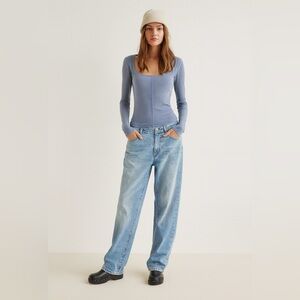 Intimately Free Free People ribbed square neck long sleeve tee shirt. Small